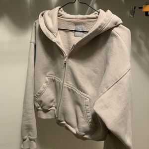 TNA Boxy zip up  Hoodie Heathered marble liliac size small